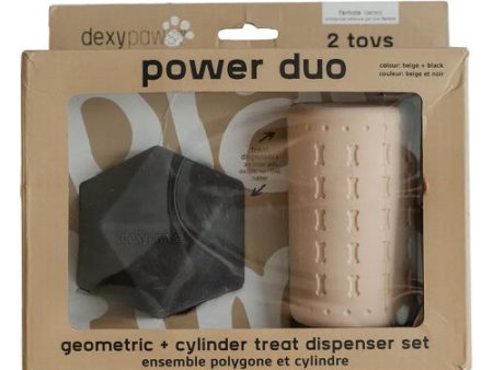 Dexypaws Jouet à mâcher ultra robustes pour chien - Duo cylindre & forme Géométrique, Beige & noir Online Sale