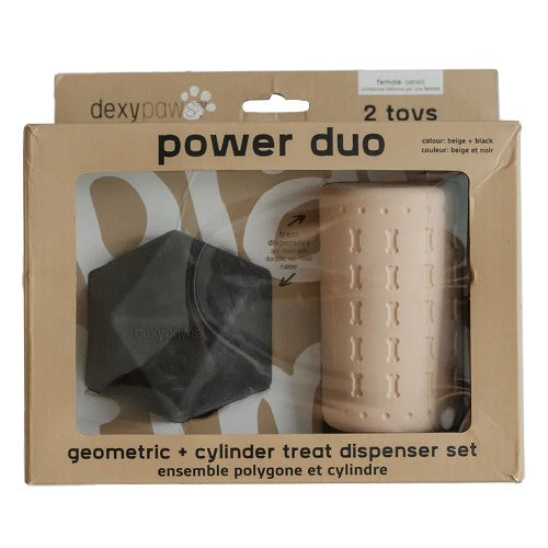 Dexypaws Jouet à mâcher ultra robustes pour chien - Duo cylindre & forme Géométrique, Beige & noir Online Sale