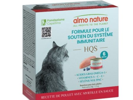 Almo HQS Formule Chat soutien immunitaire - Recette de poulet + bleuet en sauce 6 x 50 gr Sale