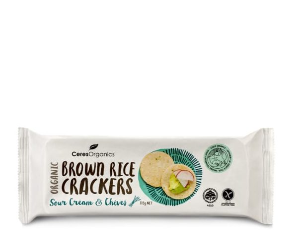 CERES ORGANIC BROWN RICE CRACKERS SOUR CREAM 115G Cheap