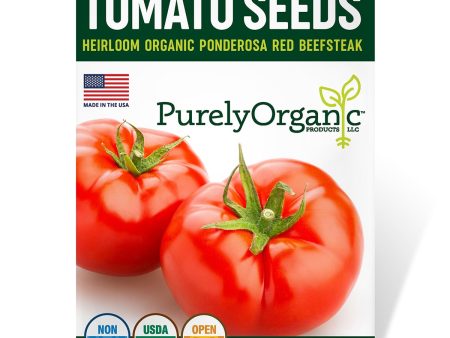 Purely Organic Ponderosa Red Beefsteak Tomato Seeds - USDA Organic, Non-GMO, Open Pollinated, Heirloom, USA Origin, Vegetable Seeds Online Sale