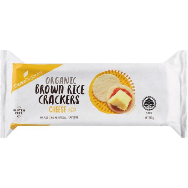 CERES BROWN RICE CRACKERS CHEESE 115G Supply