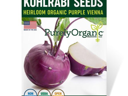 Purely Organic Purple Vienna Kohlrabi Seeds - USDA Organic, Non-GMO, Open Pollinated, Heirloom, Vegetable Seeds Online now