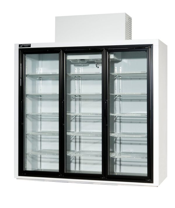 Powers (BT77SD) 77  Wide Refrigerated Top Mount Beverage Cooler with Three Full Length Hinged Glass Doors Cheap