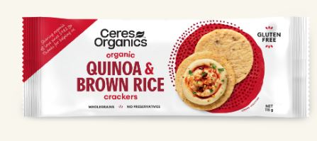 CERES BIO ORGANIC BROWN RICE QUINOA CRACKERS 115G Supply