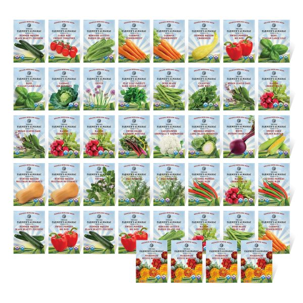 The Old Farmer s Almanac Heirloom Vegetable Seed Variety Pack (44 Heirloom, Non-GMO, Open Pollinated Seed Packets) Sale