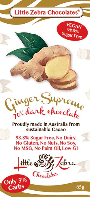 LITTLE ZEBRA GINGER SUPREME KETO CHOCOLATE BAR 85G Online now