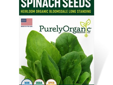 Purely Organic Bloomsdale Long Standing Spinach Seeds - USDA Organic, Non-GMO, Open Pollinated, Heirloom, USA Origin, Vegetable Seeds Fashion