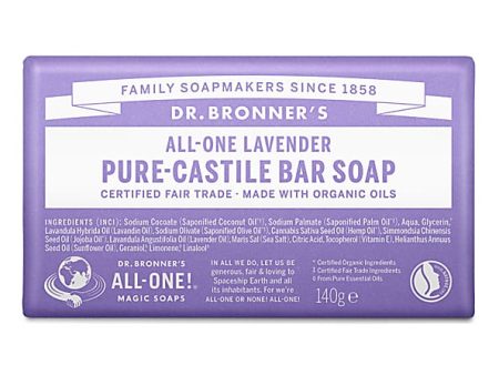 DR BRONNERS CASTILE LAVENDER SOAP BAR 140G on Sale