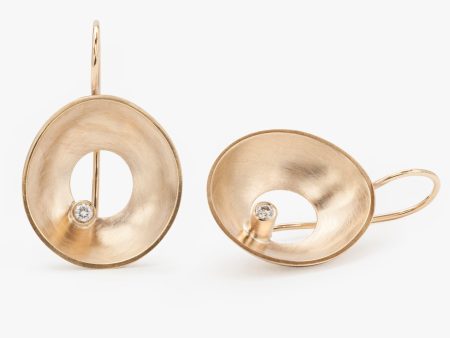 Open Dish Gold and Diamond Earrings Online now