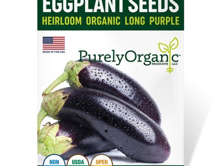 Purely Organic Long Purple Eggplant Seeds - USDA Organic, Non-GMO, Open Pollinated, Heirloom, USA Origin, Vegetable Seeds Cheap