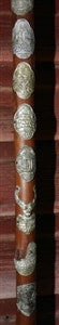 Antique Walking Stick 11 Badges Medallions Stocknagels 34 1 2 Inches Long on Sale