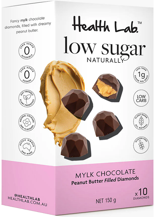 HEALTH LAB LOW SUGAR DIAMONDS CHOCOLATE PEANUT BUTTER 150G Cheap