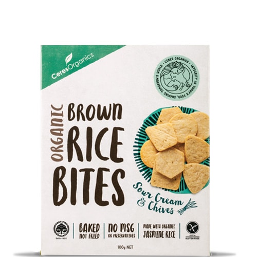 CERES ORGANIC RICE BITES SOUR CREAM & CHIVE 100G Sale