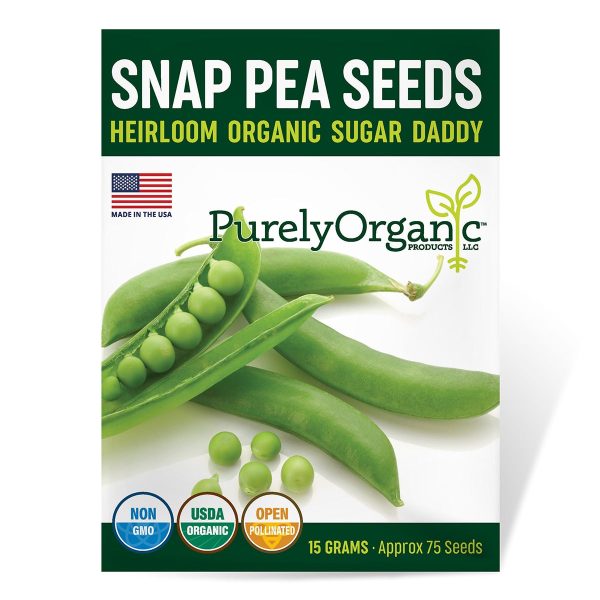 Purely Organic Sugar Daddy Snap Pea Seeds - USDA Organic, Non-GMO, Open Pollinated, Heirloom, USA Origin, Vegetable Seeds Discount