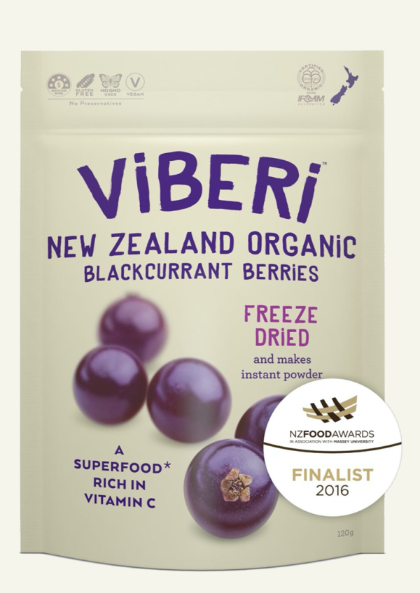 VIBERI ORGANIC FREEZE DRIED BLACKCURRANTS 120G on Sale