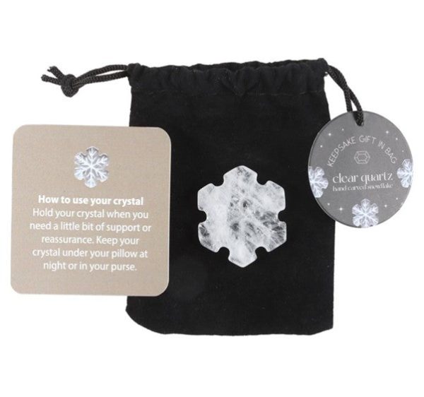 CLEAR QUARTZ SNOWFLAKE WITH GIFT BAG Hot on Sale