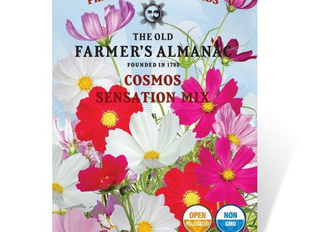 The Old Farmer s Almanac Cosmos Sensation Mix Seeds - Premium Non-GMO, Open Pollinated, Flower Seeds Hot on Sale