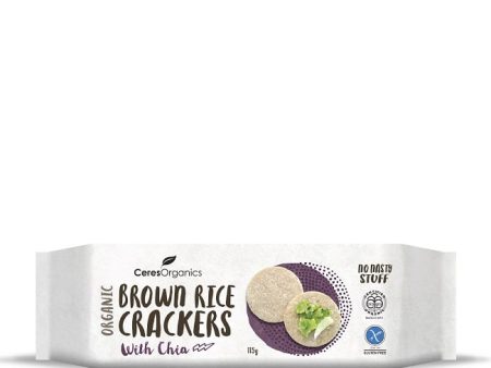 CERES ORGANIC BROWN RICE CRACKERS CHIA 115G Hot on Sale