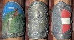 Antique Walking Stick 8 Badges Medallions Stocknagels 35 1 2 Inches Long Online Hot Sale