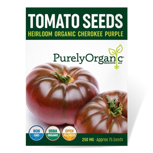 Purely Organic Cherokee Purple Tomato Seeds - USDA Organic, Non-GMO, Open Pollinated, Heirloom, Vegetable Seeds For Discount