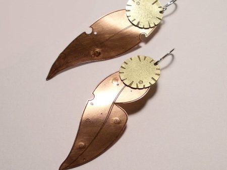 Gum Leaf and Bloom Copper Earrings Hot on Sale