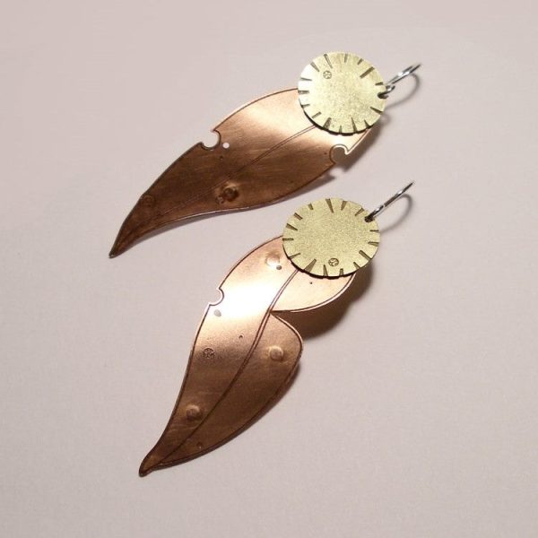 Gum Leaf and Bloom Copper Earrings Hot on Sale