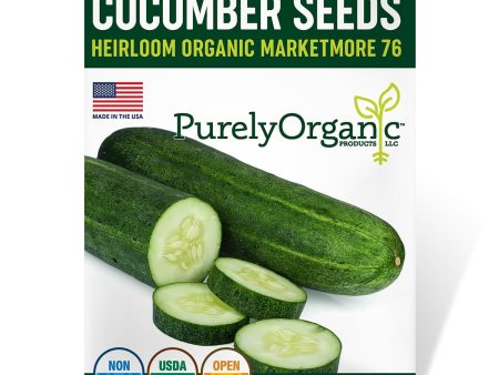 Purely Organic Marketmore 76 Cucumber Seeds - USDA Organic, Non-GMO, Open Pollinated, Heirloom, USA Origin, Vegetable Seeds Hot on Sale