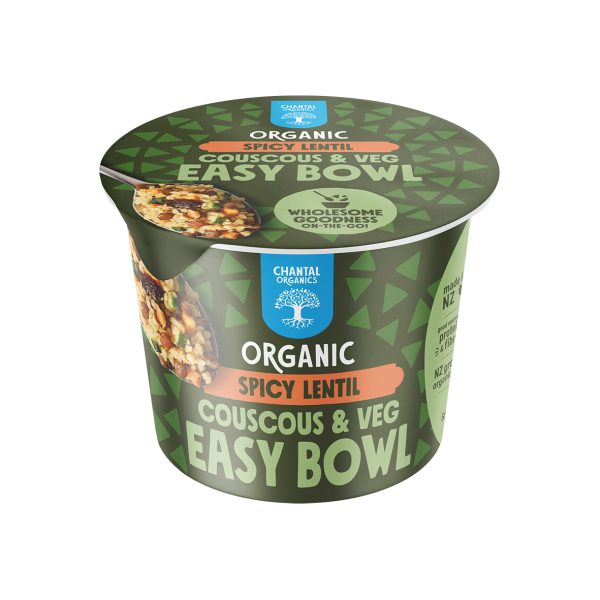 CHANTAL ORGANIC EASY BOWL SPICY LENTIL COUSCOUS & VEG 65G For Sale