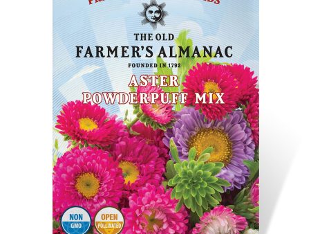 The Old Farmer s Almanac Powder Puff Mix Aster Seeds - Premium Non-GMO, Open Pollinated, USA Origin, Flower Seeds For Sale