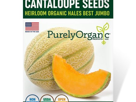 Purely Organic Hales Best Jumbo Cantaloupe Seeds - USDA Organic, Non-GMO, Open Pollinated, Heirloom, USA Origin, Fruit Seeds Sale