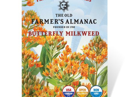 The Old Farmer s Almanac Butterfly Milkweed Seeds - Premium Non-GMO, Open Pollinated, USA Origin, Flower Seeds Online now