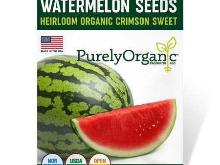 Purely Organic Crimson Sweet Watermelon Seeds - USDA Organic, Non-GMO, Open Pollinated, Heirloom, USA Origin, Fruit Seeds Online now