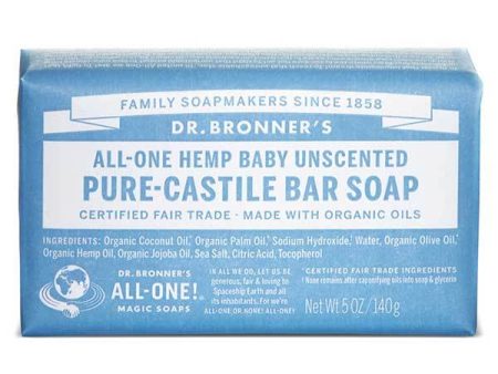 DR BRONNERS CASTILE BABY MILD SOAP BAR 140G Hot on Sale