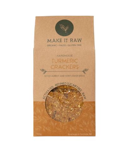 MAKE IT RAW TURMERIC & CARROT CRACKERS 100G on Sale