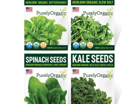 Purely Organic Salad Greens Starter Kit (4 Seed Packets - Over 2500 Seeds) Supply