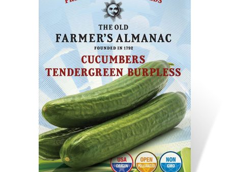 The Old Farmer s Almanac Heirloom Tendergreen Burpless Cucumber Seeds - Premium Non-GMO, Open Pollinated, Vegetable Seeds on Sale