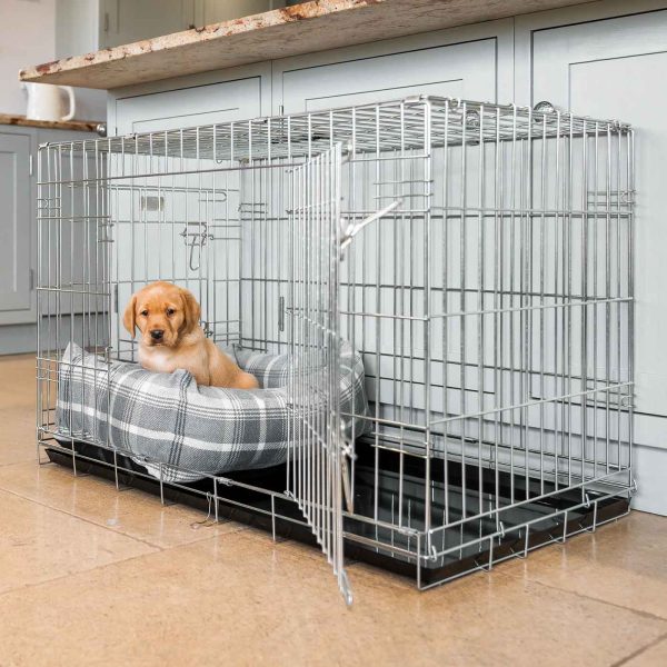 Cosy & Calming Puppy Crate Bed With Removable Covers in Balmoral Dove Grey Tweed by Lords & Labradors Cheap