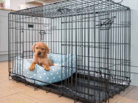 Cosy & Calming Puppy Crate Bed With Removable Covers in Duck Egg Spot by Lords & Labradors Online now