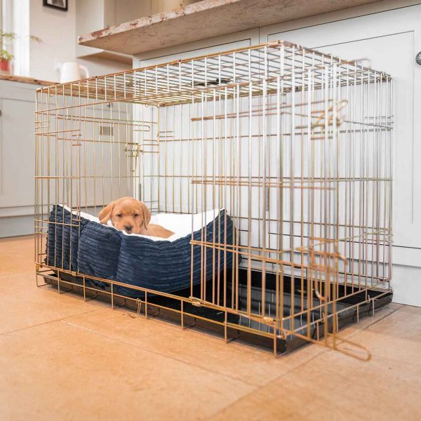 Cosy & Calming Puppy Crate Bed With Removable Covers in Navy Essentials Plush by Lords & Labradors For Discount