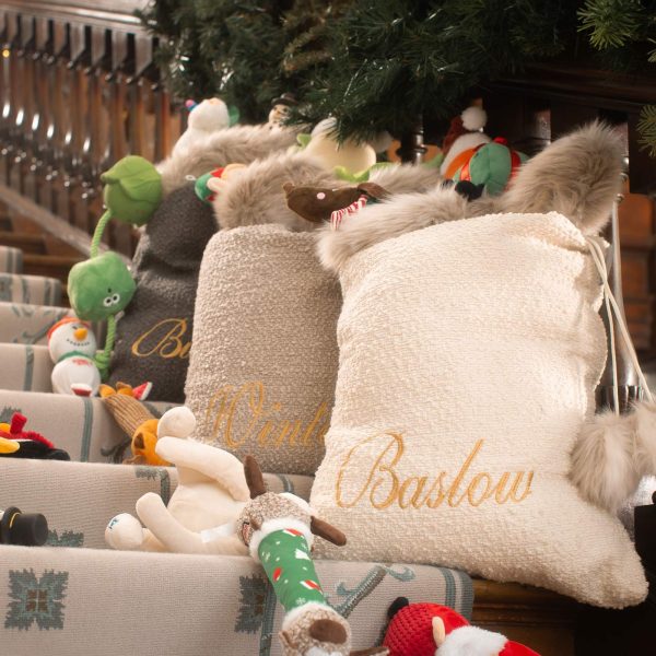 Christmas Santa Sack in Ivory Bouclé by Lords & Labradors Online