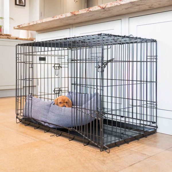 Cosy & Calming Puppy Crate Bed With Removable Covers in Oxford Herringbone Tweed by Lords & Labradors For Cheap