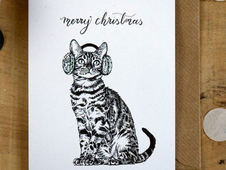 Bengal Kitten in Earmuffs Christmas Card Online Hot Sale