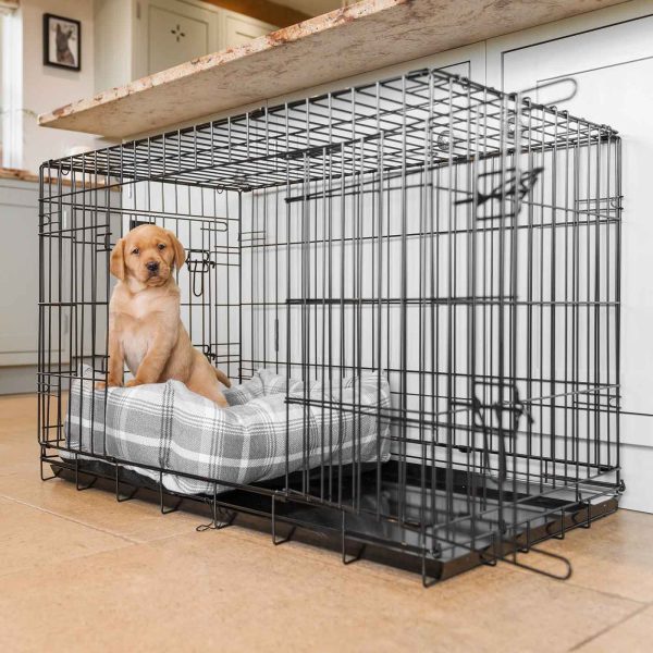 Cosy & Calming Puppy Crate Bed With Removable Covers in Balmoral Dove Grey Tweed by Lords & Labradors Cheap