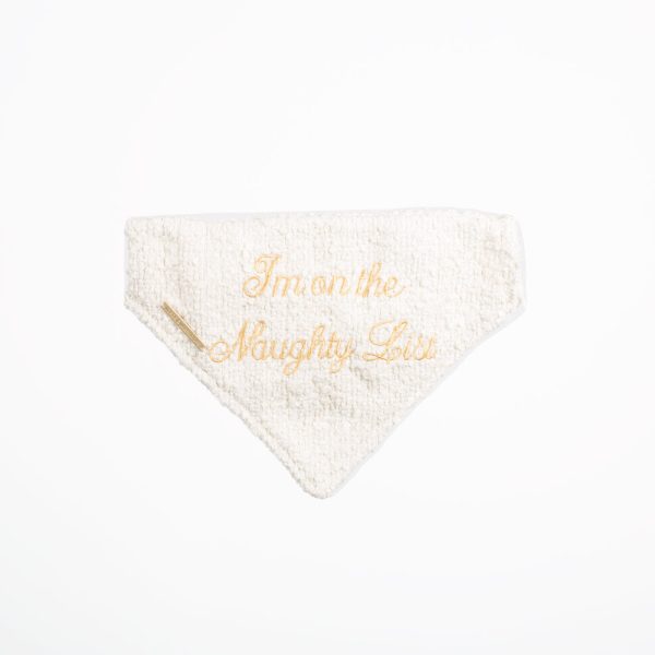 I m on the Naughty List  Bandana in Ivory Bouclé by Lords & Labradors on Sale