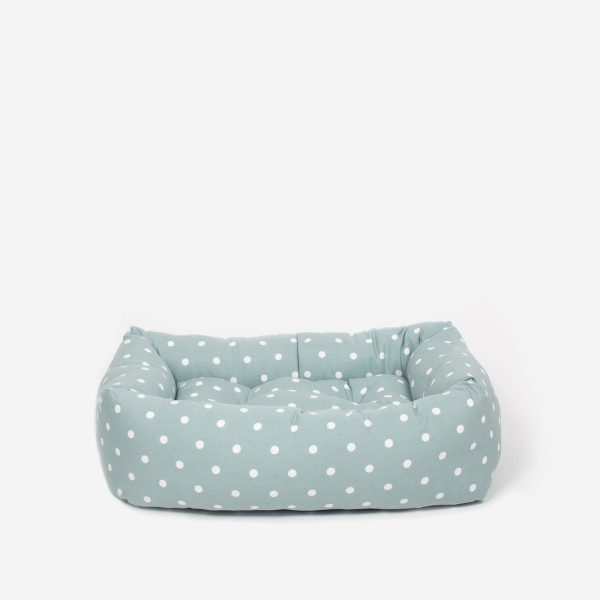 Cosy & Calming Puppy Crate Bed With Removable Covers in Duck Egg Spot by Lords & Labradors Online now