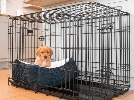 Cosy & Calming Puppy Crate Bed With Removable Covers in Navy Essentials Plush by Lords & Labradors For Discount