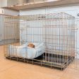 Gold Dog Crate with Cosy & Calming Puppy Crate Bed in Balmoral Duck Egg Tweed by Lords & Labradors Online