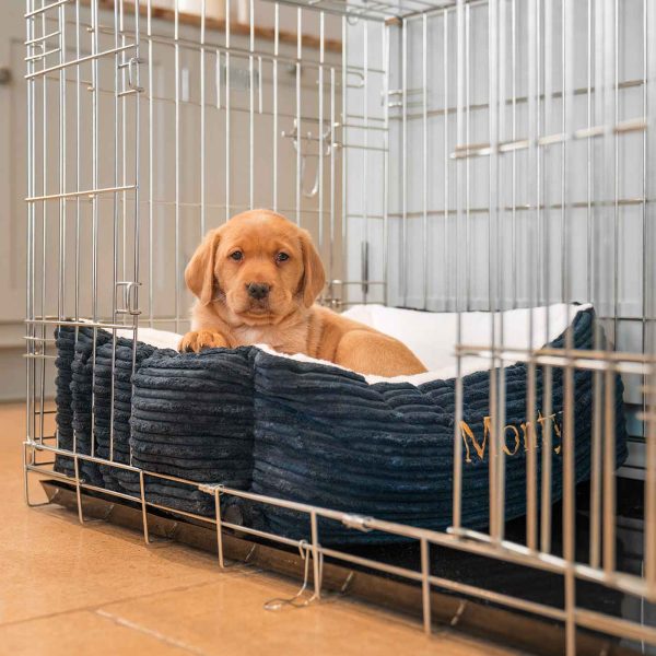 Cosy & Calming Puppy Crate Bed With Removable Covers in Navy Essentials Plush by Lords & Labradors For Discount