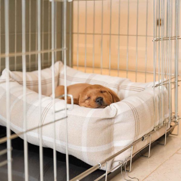 Cosy & Calming Puppy Crate Bed With Removable Covers in Balmoral Natural Tweed by Lords & Labradors Hot on Sale